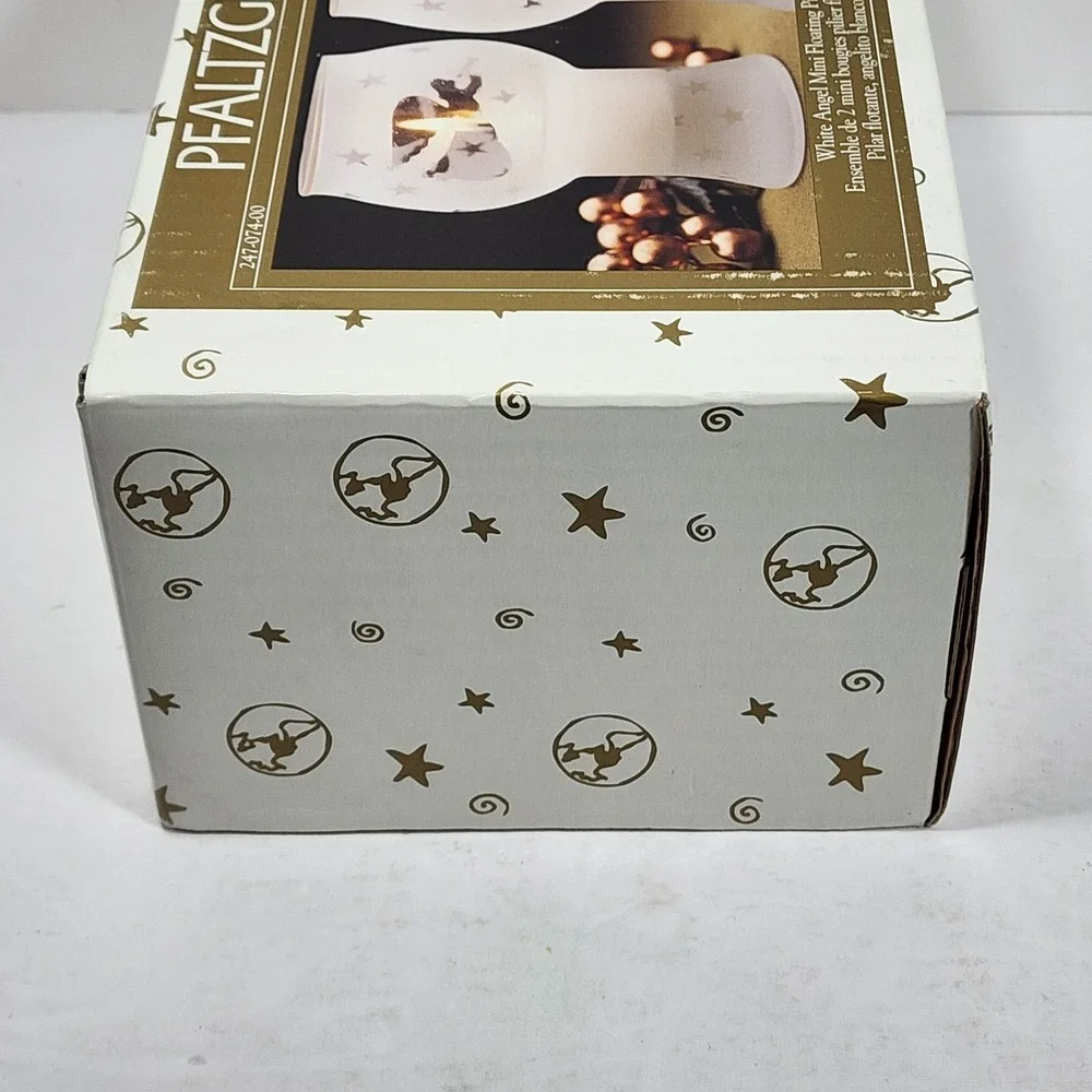 Vintage 2000 Pfaltzgraff White Angel Mini Floating‎ Pillar Candle Set (2) NIB